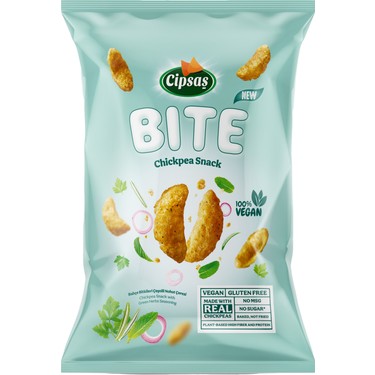 Cipsaş Bite Bahçe Bitkileri Çeşnili Vegan Glütensiz Zeytinyağlı Fırınlanmış Nohut Cipsi 65g