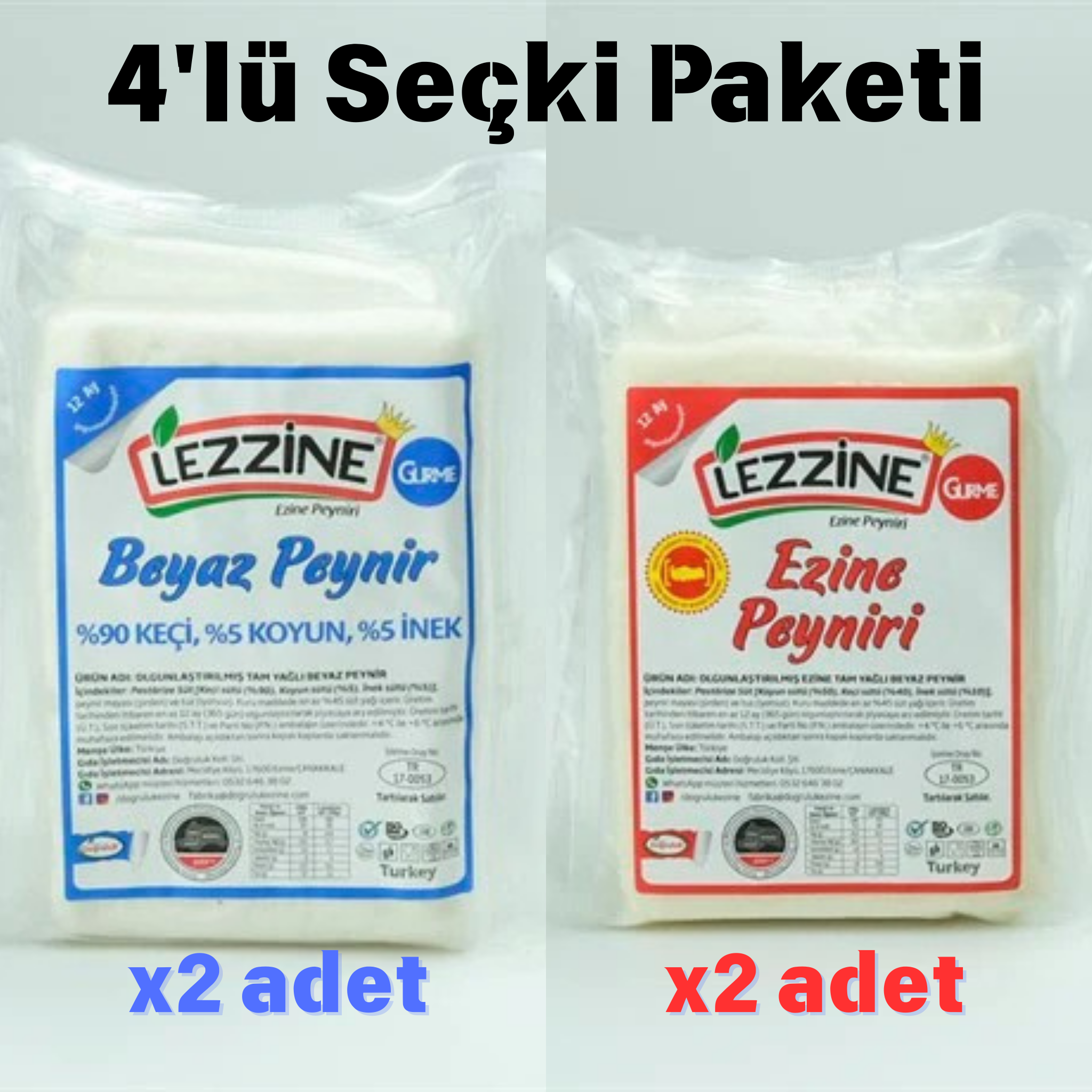 Şarküteri Seçki Paketi – 4’lü (2× %90 Keçi + 2× Ezine) – 2,5 kg